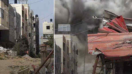 Ataque israelí derrumba un edificio de apartamentos en Gaza